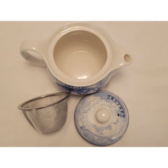 Elegant Blue & White Porcelain Tea Set 1 Teapot & 6 Cups Chinese Design Gift Box - Picture 7 of 13